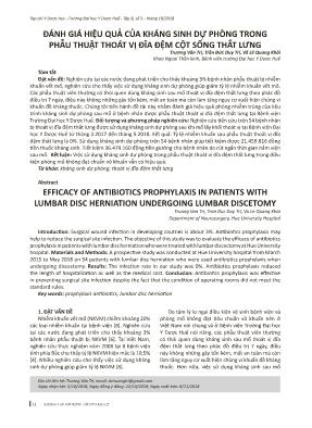 Đánh giá hiệu quả của kháng sinh dự phòng trong phẫu thuật thoát vị đĩa đệm cột sống thắt lưng