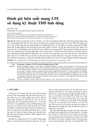 Đánh giá hiệu suất mạng LTE sử dụng kỹ thuật TDD linh động