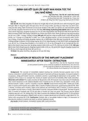 Đánh giá kết quả cấy ghép nha khoa tức thì sau nhổ răng