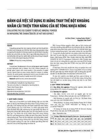 Đánh giá việc sử dụng xi măng thay thế bột khoáng nhằm cải thiện tính năng của bê tông nhựa nóng