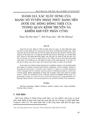 Đánh giá xác suất dừng của mạng vô tuyến nhận thức dạng nền dưới tác động đồng thời của tương quan kênh truyền và khiếm khuyết phần cứng