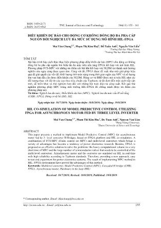Điều khiển dự báo cho động cơ không đồng bộ ba pha cấp nguồn bởi nghịch lưu ba mức sử dụng mô hình HIL-FPGA