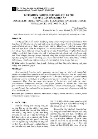 Điều khiển nghịch lưu nối lưới ba pha khi mất cân bằng điện áp