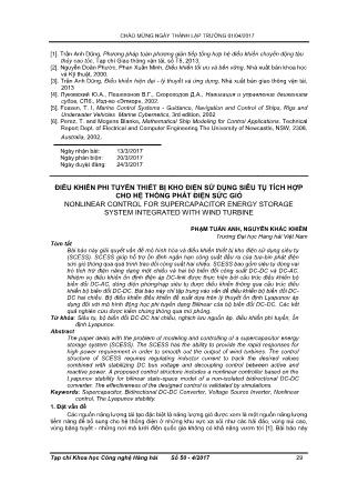 Điều khiển phi tuyến thiết bị kho điện sử dụng siêu tụ tích hợp cho hệ thống phát điện sức gió