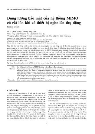 Dung lượng bảo mật của hệ thống MIMO cỡ rất lớn khi có thiết bị nghe lén thụ động