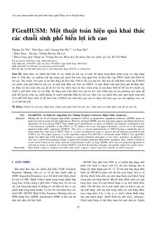 FGenHUSM: Một thuật toán hiệu quả khai thác các chuỗi sinh phổ biến lợi ích cao