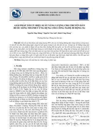 Giải pháp tối ưu hiệu suất năng lượng cho truyền dẫn bước sóng milimet ứng dụng cho công nghệ di động 5G