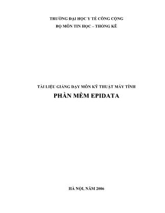 Giáo trình Phần mềm Epidata - Phạm Việt Cường