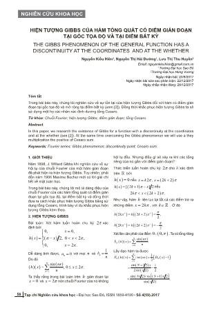 Hiện tượng gibbs của hàm tổng quát có điểm gián đoạn tại gốc tọa độ và tại điểm bất kỳ