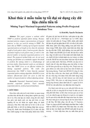 Khai thác k mẫu tuần tự tối đại sử dụng cây dữ liệu chiếu tiền tố