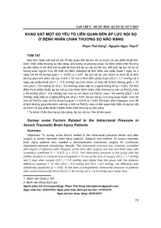 Khảo sát một số yếu tố liên quan đến áp lực nội sọ ở bệnh nhân chấn thương sọ não nặng