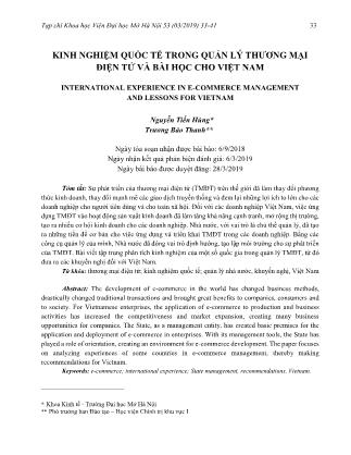 Kinh nghiệm quốc tế trong quản lý thương mại điện tử và bài học cho Việt Nam