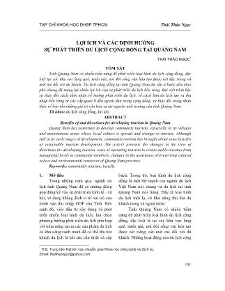 Lợi ích và các định hướng sự phát triển du lịch cộng đồng tại Quảng Nam