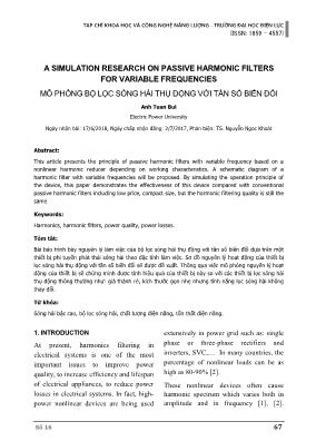 Mô phỏng bộ lọc sóng hài thụ động với tần số biến đổi