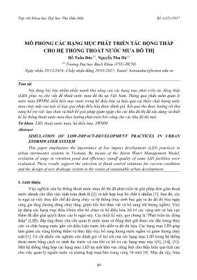 Mô phỏng các hạng mục phát triển tác động thấp cho hệ thống thoát nước mưa đô thị