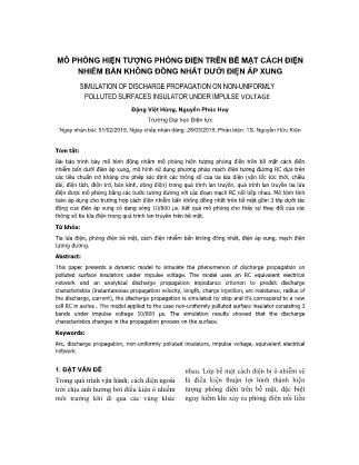 Mô phỏng hiện tượng phóng điện trên bề mặt cách điện nhiễm bẩn không đồng nhất dưới điện áp xung