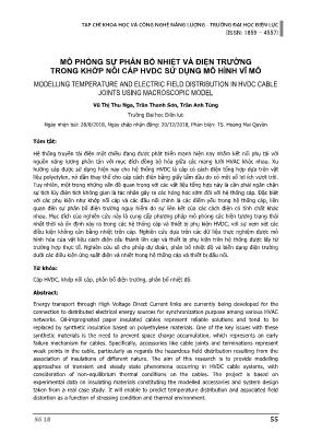 Mô phỏng sự phân bố nhiệt và điện trường trong khớp nối cáp HVDC sử dụng mô hình vĩ mô