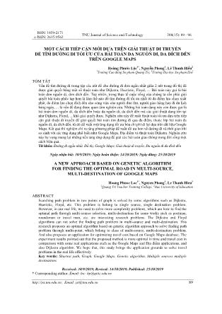 Một cách tiếp cận mới dựa trên giải thuật di truyền để tìm đường đi tối ưu của bài toán đa nguồn đi, đa đích đến trên google maps