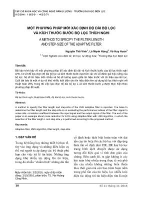 Một phương pháp mới xác định độ dài bộ lọc và kích thước bước bộ lọc thích nghi