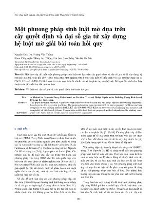 Một phương pháp sinh luật mờ dựa trên cây quyết định và đại số gia tử xây dựng hệ luật mờ giải bài toán hồi quy