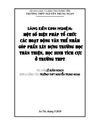 Một số biện pháp tổ chức các hoạt động văn thể nhằm góp phần xây dựng trường học thân thiện, học sinh tích cực ở trường THPT