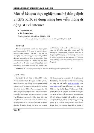 Một số kết quả thực nghiệm của hệ thống định vị GPS RTK sử dụng mạng lưới viễn thông di động 3G và internet