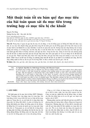 Một thuật toán tối ưu bám quỹ đạo mục tiêu của bài toán quan sát đa mục tiêu trong trường hợp có mục tiêu bị che khuất