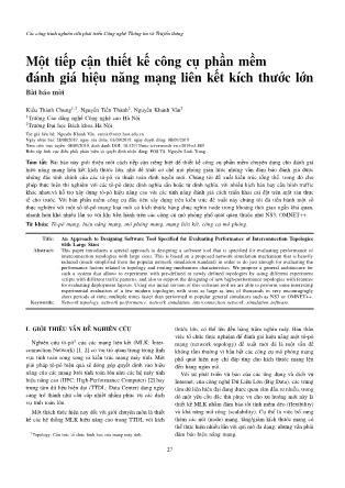 Một tiếp cận thiết kế công cụ phần mềm đánh giá hiệu năng mạng liên kết kích thước lớn