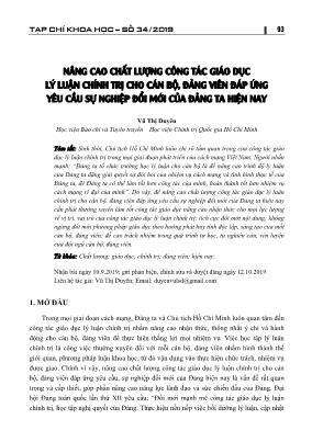 Nâng cao chất lượng công tác giáo dục lý luận chính trị cho cán bộ, đảng viên đáp ứng yêu cầu sự nghiệp đổi mới của đảng ta hiện nay