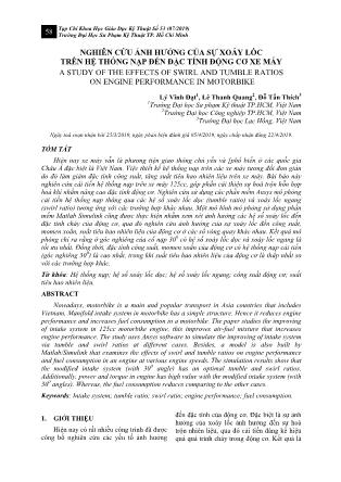 Nghiên cứu ảnh hưởng của sự xoáy lốc trên hệ thống nạp đến đặc tính động cơ xe máy