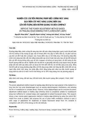 Nghiên cứu cải tiến phương pháp điều chỉnh mức sáng dựa trên cắt mức năng lượng biên sau lên đối tượng đèn huỳnh quang và đèn compact