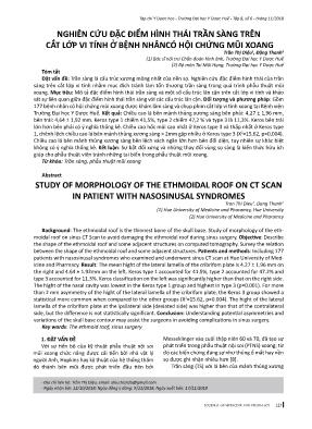Nghiên cứu đặc điểm hình thái trần sàng trên cắt lớp vi tính ở bệnh nhâncó hội chứng mũi xoang