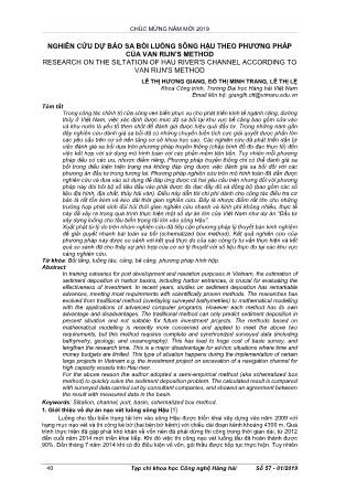 Nghiên cứu dự báo sa bồi luồng sông Hậu theo phương pháp của Van Rijn's Method