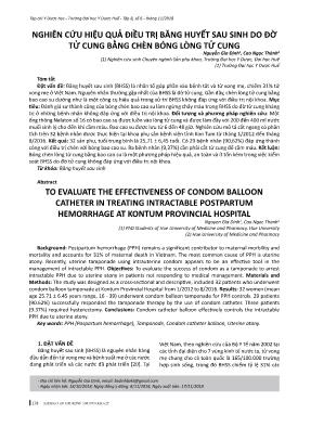 Nghiên cứu hiệu quả điều trị băng huyết sau sinh do đờ tử cung bằng chèn bóng lòng tử cung
