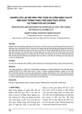 Nghiên cứu lập mô hình tính toán và chỉnh định chu kỳ đèn giao thông theo thời gian thực (RTSS) tại thành phố Hồ Chí Minh