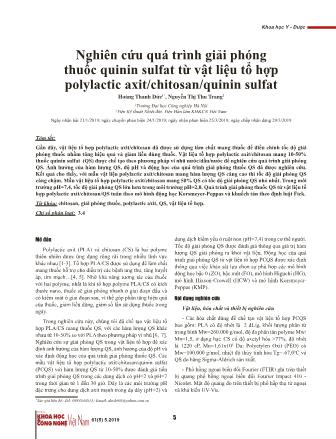 Nghiên cứu quá trình giải phóng thuốc quinin sulfat từ vật liệu tổ hợp polylactic axit/chitosan/quinin sulfat