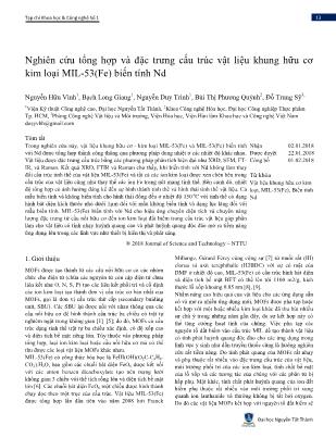 Nghiên cứu t ng hợp và đ c trưng cấu trúc vật liệu khung hữu cơ kim loại MIL-53(Fe) biến tính Nd