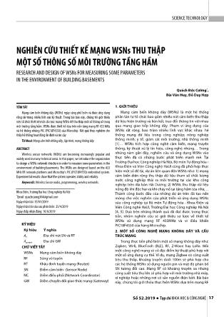 Nghiên cứu thiết kế mạng WSNs  thu thập một số thông số môi trường tầng hầm