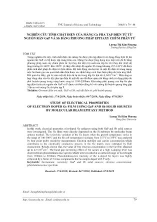 Nghiên cứu tính chất điện của màng Ge pha tạp điện tử từ nguồn rắn GaP và Sb bằng phương pháp epitaxy chùm phân tử