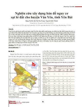 Nghiên cứu xây dựng bản đồ nguy cơ sạt lở đất cho huyện Văn Yên, tỉnh Yên Bái