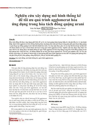 Nghiên cứu xây dựng mô hình thống kê để tối ưu quá trình agglomerat hóa ứng dụng trong hòa tách đống quặng