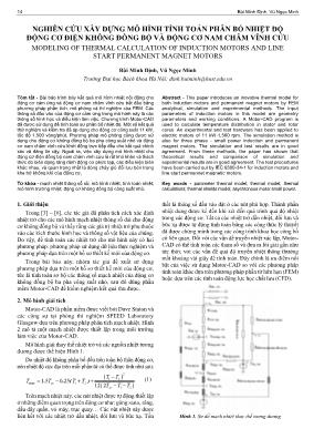 Nghiên cứu xây dựng mô hình tính toán phân bố nhiệt độ động cơ điện không đồng bộ và động cơ nam châm vĩnh cửu