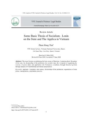 Những luận điểm căn bản của chủ nghĩa Mác-Lê nin về nhà nước và vận dụng ở Việt Nam