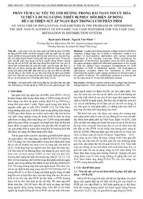 Phân tích các yếu tố ảnh hưởng trong bài toán tối ưu hóa vị trí và dung lượng thiết bị phục hồi điện áp động để cải thiện sụt áp ngắn hạn trong lưới phân phối
