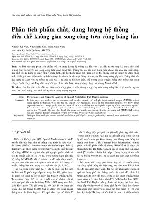 Phân tích phẩm chất, dung lượng hệ thống điều chế không gian song công trên cùng băng tần