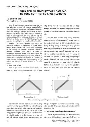 Phân tích phi tuyến kết cấu dầm cao bê tông cốt thép có khoét lỗ rỗng - Chu Thị Bình