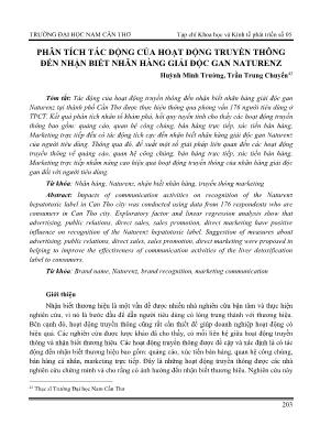 Phân tích tác động của hoạt động truyền thông đến nhận biết nhãn hàng giải độc gan Naturenz