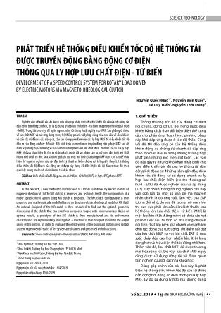 Phát triển hệ thống điều khiển tốc độ hệ thống tải được truyền động bằng động cơ điện thông qua ly hợp lưu chất điện-từ biến