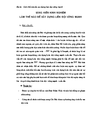 Sáng kiến kinh nghiệm: Làm thế nào để xây dựng liên đội vững mạnh