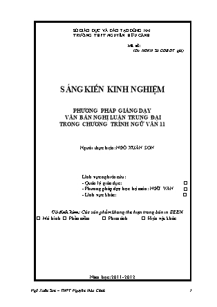 Sáng kiến kinh nghiệm: Phương pháp giảng dạy văn bản nghị luận trung đại trong chương trình Ngữ Văn 11